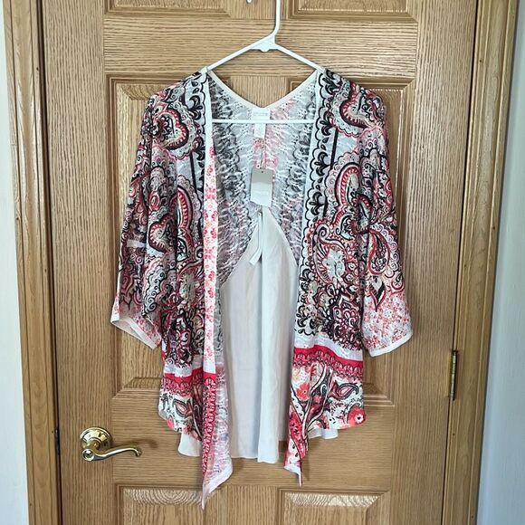 NWT Chicos Woven Mix Margarite Cardigan Sweater Large - Picture 1 of 8